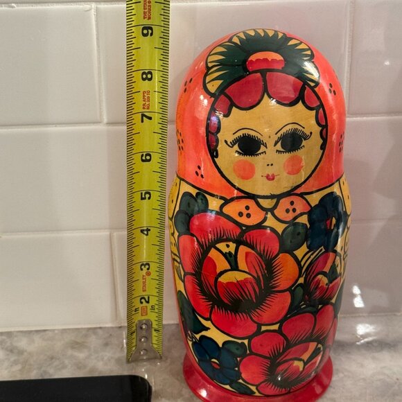 Vintage Russian Nesting Dolls 1990s Set 8 Hand-Painted Matryoshka Stacking rare - Picture 11 of 16